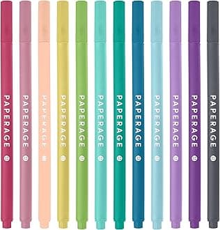 Felt Tip Fine Point Pens (0.4mm), 12 Pack, Colored Pens For Journaling, Notebooks, Planners, Calendars & Drawing, Great for School, Office, & Home (Pastel)