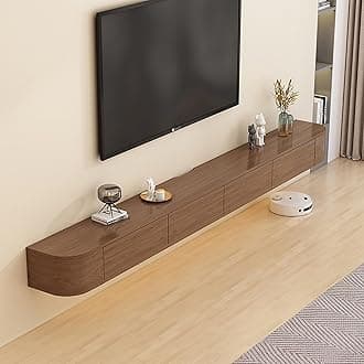 Modern Wall Mounted Floating TV Stand, Entertainment Unit, TV Console with Doors Drawers for Living Room, Bedroom (Walnut, 180CM)