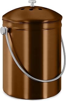 Compost Bin for Kitchen Countertop - 1 Gallon Compost Bucket for Kitchen with Lid - Includes 1 Spare Charcoal Filter ((Silver)