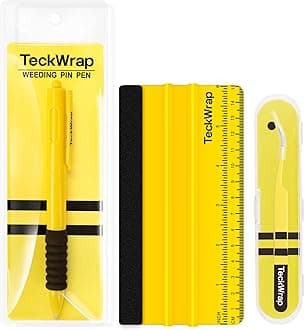 TECKWRAP Vinyl Craft Tool Kit – Retractable Pin Pen, 6" Felt Squeegee for Vinyl with Ruler & Precision Tweezers for Decals, HTV & Iron-On Projects