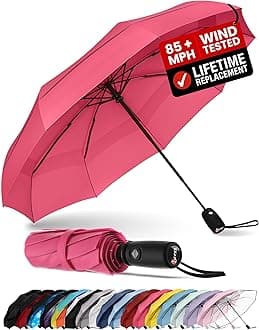 REPEL Windproof Travel Umbrella - Compact & Withstands Winds up to 85MPH , Strongest Premium Auto Folding Umbrella for Rain and Sun - Durable, Light & Portable for Women & Men , Fits Backpack & Cars