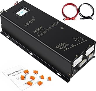 WZRELB 7000W Pure Sine Wave Inverter, 24V DC to 120V 240V AC, 4 AC Outlets, Hardwire Terminal, 91.6% Efficiency