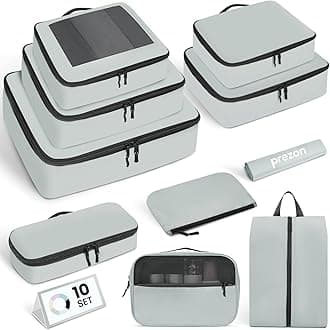 prezonPacking Cubes for Travel | 10 Set Mint |Durable Luggage Organizer 4 Size(Extra Large, Large, Medium, Small),Comprehensive Cubes for Toiletry,Underwear, Shoe,Travel Essentials,Efficient Women GiftsGlobal Recycled StandardGlobal Recycled StandardGlobal Recycled Standard