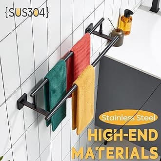 KOKOSIRI Towel Bars 24-Inch Bathroom Towel Holder Oil Rubbed Bronze Bath Towel Rails Racks Wall Mounted Stainless Steel B5009ORB-L24