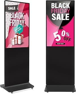 37 inch Indoor Digital Signage IPS Floor Standing Digital Kiosks Interactive Displays with WiFi HDMI/USB Input Auto AD Player, Android OS Black