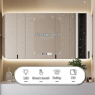 ZGNBSD Floating Bathroom Vanity with Sink - Modern Bathroom Vanity | Includes Smart Defogging Medicine Cabinet | Multi-Layer Solid Wood | Wall Mount (Yellow, 72 in)