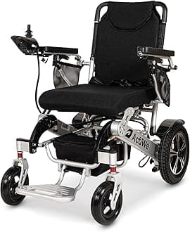 Electric Wheelchair for Adults - Long Range Electric Wheelchair - Foldable Motorized Wheelchair- All Terrain Foldable Portable Power Wheelchair for Seniors (Silver)