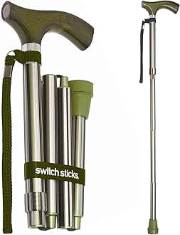 Switch Sticks Walking Cane for Men or Women, Foldable and Adjustable from 32-37 inches