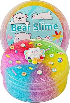 Bear Rainbow Snow Fizz Slime, Good Stretchy & Crunchy Slime Party Favors for Kids & Sensory Toys for Girls & Boys Gifts