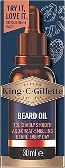 King C Gillette Beard Oil for Men with Plant Based Argan, Jojoba Avocado, Macadamia Seed and Almond Oils, 30 ml