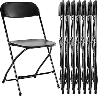 Sweetcrispy Folding Chair 8 Pack, Plastic Foldable Chairs with 330-Pound Capacity, Sturdy Metal Portable Chair, Easy to Use and Store, Outdoor and Indoor, for Home, Office, Party, Comfy, Black