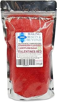 Baking Beauty and Beyond Premium Candy Floss Sugar 200g - Valentines Red Strawberry Flavour