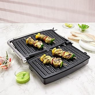Borosil Jumbo Grill Sandwich Maker, 1500W, Non-Stick Grilling Plate, 180ᶿ Open Flexibility, Make 4 Sandwiches