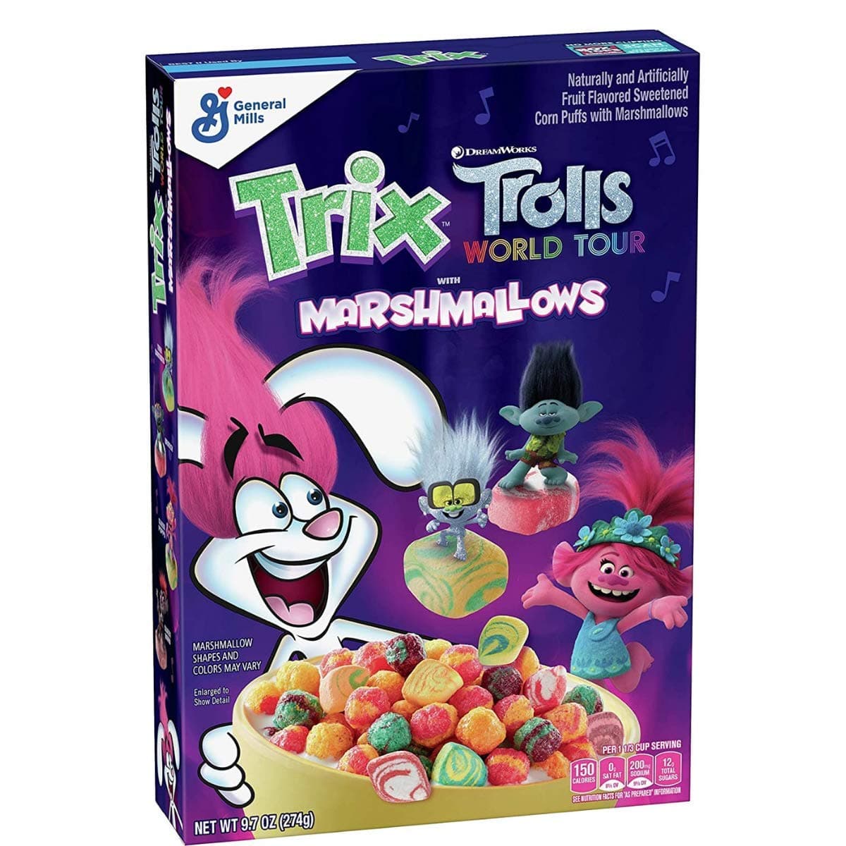 General Mills Trix Trolls Cereal with Marshmallows- 274gm