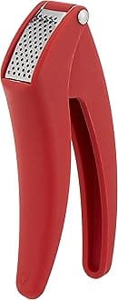KUHN RIKON 23092 Easy-Clean Garlic Press, 7-Inch, Red, Stainless Steel