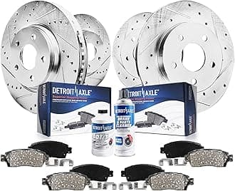 Brake Kit for 99-04 Ford Mustang Base GT Drilled & Slotted Brake Rotors 1999 2000 2001 2002 2003 2004 Ceramic Brakes Pads Front and Rear