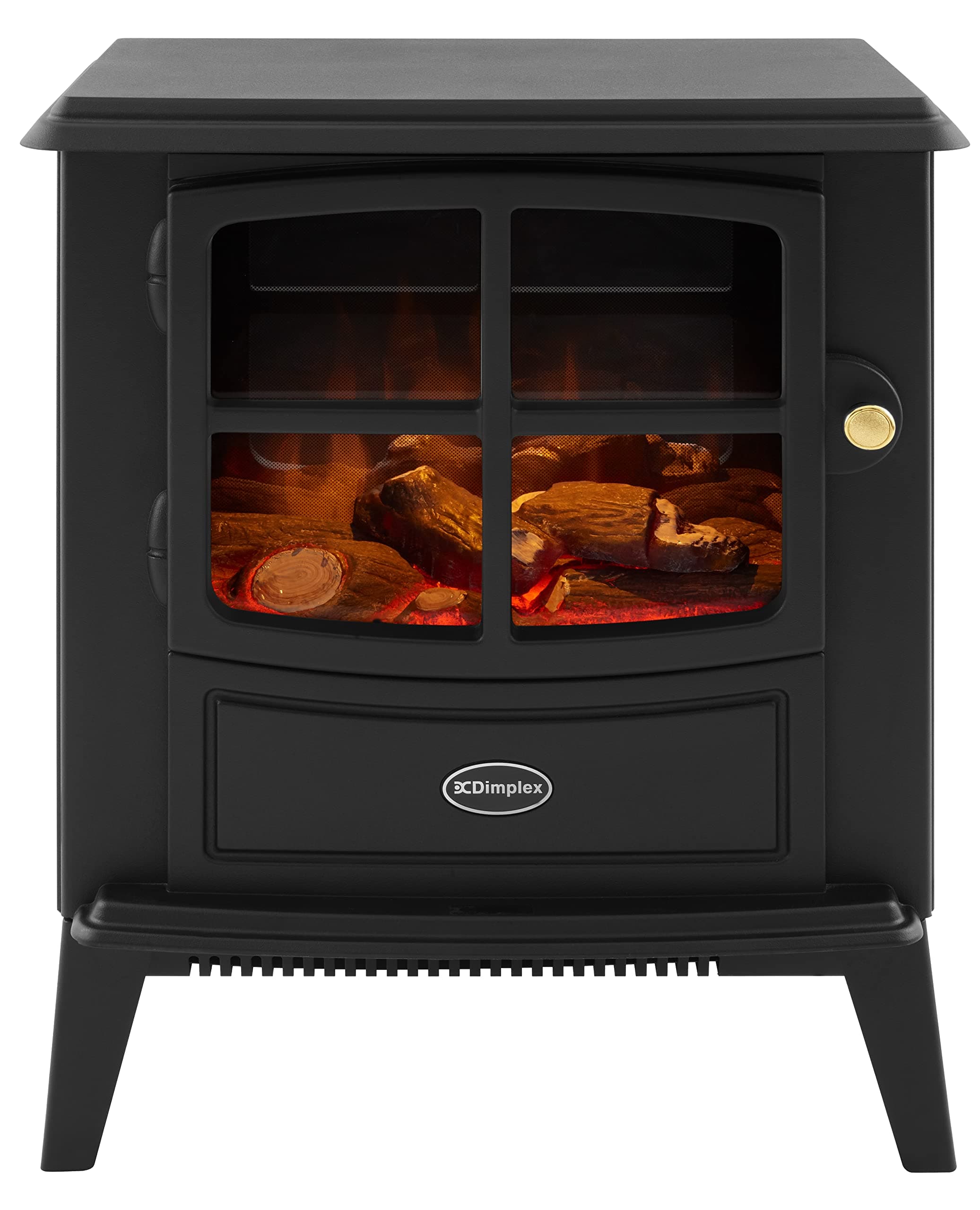 Dimplex Brayford Optiflame Freestanding Electric Stove, Black Free Standing Wood Burner Style Fire with Logs, LED Flame Effect, 2kW Fan Heater, 1000/2000 Watt Heat Settings and Remote Control