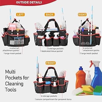 yookee home Cleaning Caddy with Detachable Trolley - Cleaning Supplies Organizer - Rolling Cleaning Caddy on Wheels - Cleaning Bags for Housekeepers - Cleaning Cart for Cleaning Supplies