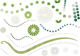 Green Artwork Pattern Room Decor Wall Sticker Decal15 W X 23" H (1 Piece) (W-0047)