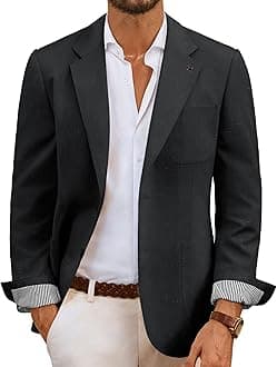 PJ PAUL JONESPJ PAUL JONES Mens Linen Casual Sport Coats Lightweight Two Buttons Blazer Jackets