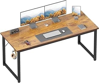 ODK 54 Inch Computer Desk Home Office Desk, Gaming Writing Work from Home Study Desk, Modern Simple Design, Large Legroom, Sturdy Metal Frame, Vintage