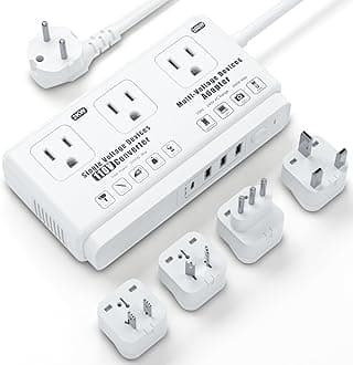 220v to 110v Voltage Converter Adapter: International US to Europe Travel Power Strip Plug Transformer - 2000W Electric Hair Dryer Step Down Outlet Converters for US European UK EU Italy