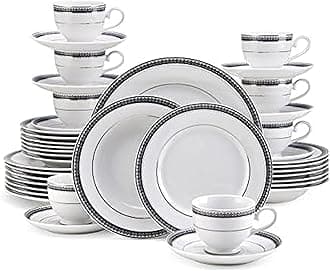 Mikasa 5224200 40 Piece Platinum Crown Cobalt Dinnerware Set, Porcelain