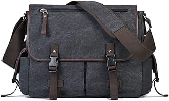 15.6 Inch Laptop Messenger Bag for Men Women, Canvas Computer Shoulder Bag, Work Briefcase for Business College Travel