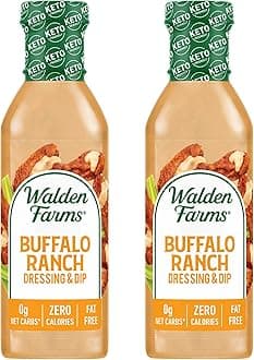 Walden Farms Buffalo Ranch Dressing 12 oz. Bottle - Creamy and Spicy Flavor, Fresh and Delicious, 0g Net Carbs Condiment, Kosher Certified (Pack of 2)