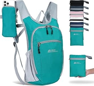 Hiking Backpack 10L/15L Small Daypack Lightweight Packable Travel Foldable Water Resistan for Women Men (Lake Green, 10L)
