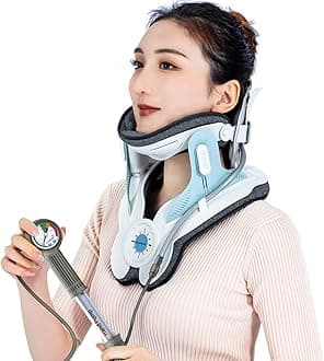 Cervical Neck Traction Device, Adjustable Neck Traction for Neck Pain Relief, 3 Power Levels & 8 Airbag Support, Home Use Neck Stretcher Device, Ergonomic Design (Blue)