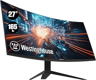 Westinghouse 27 Inch Curved Full HD Gaming Monitor, 165Hz, AMD FreeSync Support, Low Motion Blur, 1500R Curve, 1920 x 1080, for PC Games with Built in Speakers, DisplayPort, 2X HDMI