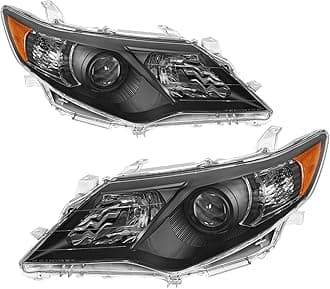 AUTOSAVER88 Headlight Assembly Compatible with 2012 2013 2014/12 13 14 Toyota SE Style Camry Black Projector Amber Reflector(Not for HYBRID)