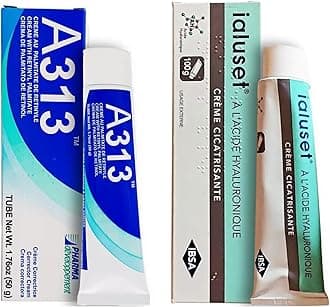 A313Retinol Cream + Ialuset Hyaluronic Acid Cream Bundle – French Pharmacy Anti-Aging Skincare Duo for Wrinkles, Hydration, Collagen Support, Acne, and Radiant Skin – Vitamin A & HA Night Cream Set