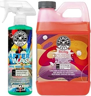 Chemical Guys CWS21564A Car Wash, Dry & Shine Bundle - Sticky Snowball Ultra Snow Foam Car Wash Soap 64 oz (.5 Gal) + After Wash Gloss Boosting Drying Aid (16 oz) (2 Items) Works on Cars, Trucks, SUVs