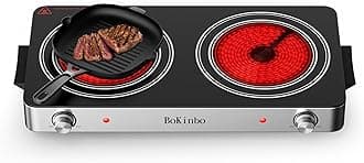 - Electric Cooktop, Dual 2200 Watts Infrared Burner, 2 Burner Electric Hot Plate for Cooking, Knob Control Countertop & Built-in Ceramic Cooktop, Overheat Protection Burner for Dorm, Kitchen