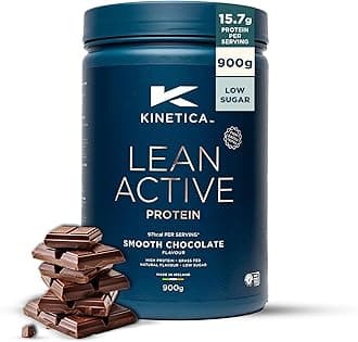 – Kinetica Sports Lean Active Protein Powder - Smooth Chocolate Flavour | 16g Protein/Serve, 36 Servings/900g Pack | High in Fibre & Protein with Green Tea Extract | Low in Fat & Sugar | Easy Mixability