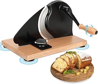 Manual Bread Slicer for Sourdough & Crusty Artisan Breads | Adjustable Thickness Stainless Steel Blade, Hand Crank Even Slicing for Home Bakeries & Commercial