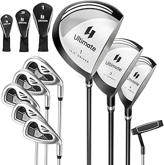 Tangkula 9/10 Pieces Men's Complete Golf Clubs Set, Golf Club Package Set with 460CC Driver, Fairway Wood & Hybrid, Irons, Putter, Portable Regular Golf Club Set