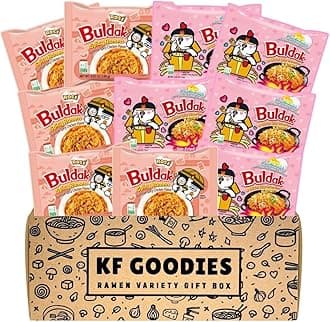 Korean Ramen Variety Pack Gift Box (10 Count) – Spicy Buldak Noodle Assortment for Birthdays, College Care Packages, Office Snacks, and Gift Baskets