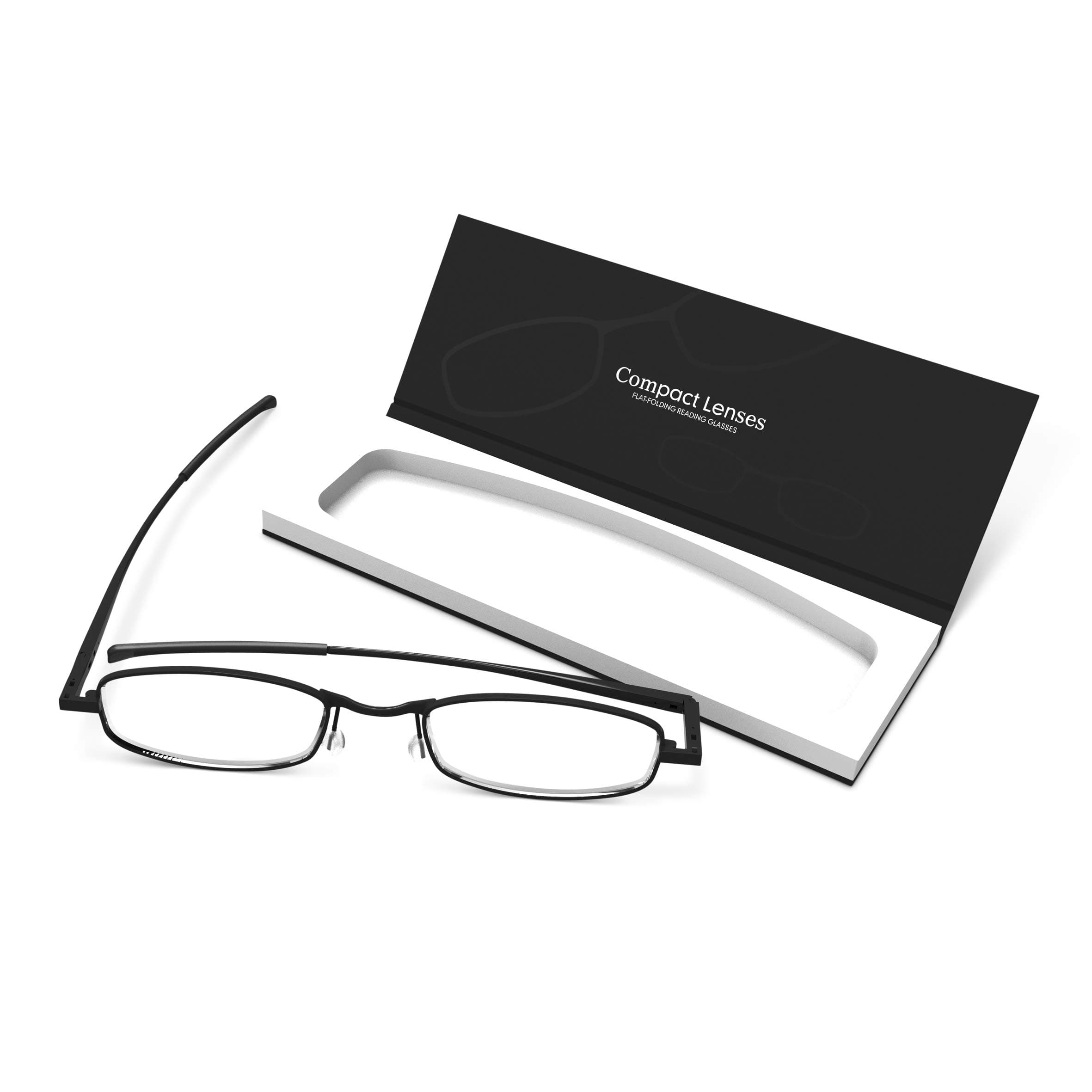 IF Jet Compact Lenses Flat Folding-Reading Glasses, 1.0, Black
