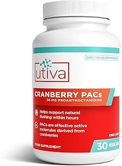 Utiva Cranberry PACs, Inc. - 30 Vegi Caps – 36 mg Soluble PACs DMAC/A2; Promoting a Healthy Urinary Tract; Non-GMO, Vegan, Gluten-Free, Bladder Health.