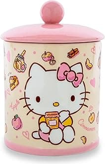 Sanrio Hello Kitty Ceramic Canister, 5.5” x 5.5” x 8”