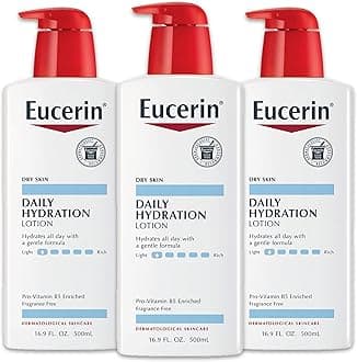 Daily Hydration Body Lotion, Unscented Body Lotion for Sensitive Dry Skin, Holiday Gifts for Self Care, 16.9 Fl Oz Pump Bottles, Pack of 3