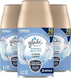 Glade Automatic Spray Air Freshener Refill, Scented Air Freshener for Home and Bathroom, Clean Linen, 6.2 Oz, 3 Count