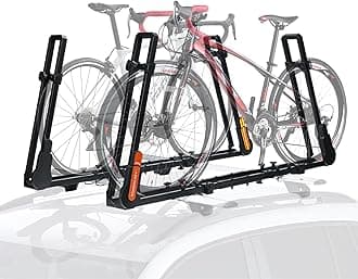 TOOENJOY Rooftop Bike Rack for Car SUV, Upright Roof Mount Bicycle Rack with 2 Arms for Movable Crossbar, 2 Bike Carrier