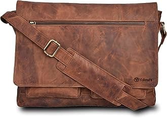 LEVOGUE Men's women's Leather Handmade Laptop Bag (Cognac Vintage, 14 inch)