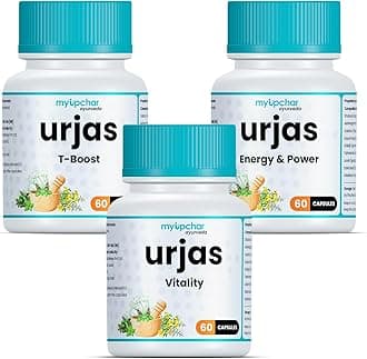 myUpchar Ayurveda Urjas Energy & Power | T-Boost | Vitality Pack of 3 (60 Capsules each)
