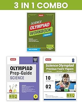 MTG Class-8 National Science Olympiad (NSO) Workbook, Prep-Guide & Previous Years Papers (PYQs) with Mock Test Paper (Set of 3 Books) - SOF Olympiad Books For 2025-26 Exam