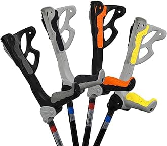 FDI Ergodynamic Pro Shock Absorbing Comfort Grip Single Crutch Walking Stick Aid, Black, Crutch User Weight >60kg + Grey Grip